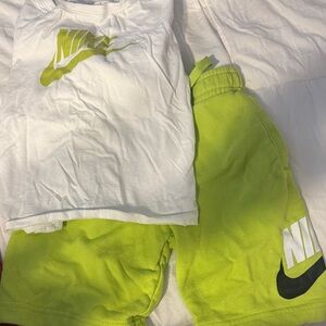 Nike White and Lime Green Athletic Set
